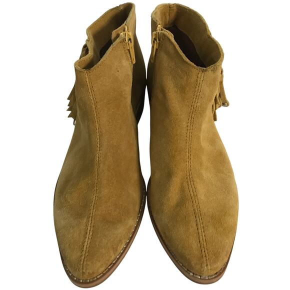 Naughty Monkey Booties Boots Size 7 Womens Suede Mustard Yellow Fringe Western - Picture 4 of 10
